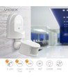 Infrarot PIR Bewegungsmelder, weiß - 180° Winkel, 1200W, IP44 Außenbereich, Zeit und Helligkeit einstellbar