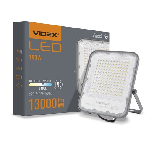 100W LED Fluter - 150lm/W, IP65, Grau, 5000K, Außenbereich