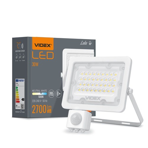 30W Luka LED Fluter mit Sensor - 90lm/W, IP65, weiß, 5000K, Außenbereich