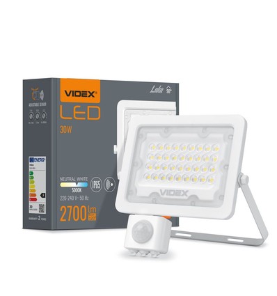 30W Luka LED Fluter mit Sensor - 90lm/W, IP65, weiß, 5000K, Außenbereich