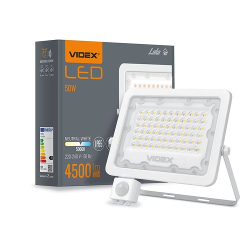 50W LED Fluter mit Sensor - 130lm/W, IP65, 5000K, grau, Außenbereich, Arbeitsleuchte