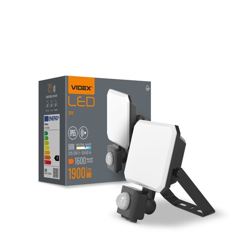 20W LED Fluter mit Sensor - IP65, 5000K, schwarz, Außenbereich, Bewegungsmelder