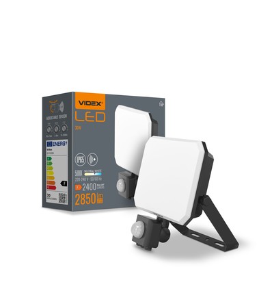30W LED Fluter mit Sensor - 5000K, IP65, schwarz, PIR Bewegungsmelder, Außenbereich