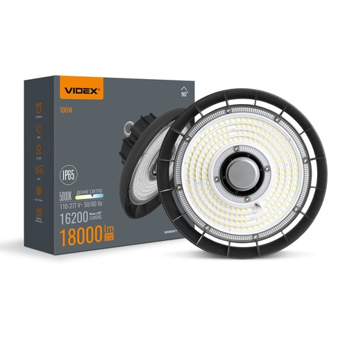 100W LED Hallenstrahler, 180lm/W - IP65, 5000K, 120 Grad, schwarz, Industrieleuchte