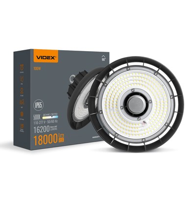 100W LED Hallenstrahler, 180lm/W - IP65, 5000K, 120 Grad, schwarz, Industrieleuchte