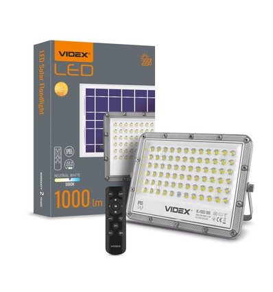 50W Solara LED Flutlicht mit Solarzelle - 1000lm, IP65, 5000K, grau, inkl. Fernbedienung und Solarpanel