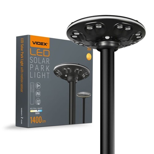 12W Solara LED Parkleuchte mit Sensor - 1400lm, IP54, 360 Grad, 3.2V, CCT, schwarzes Finish
