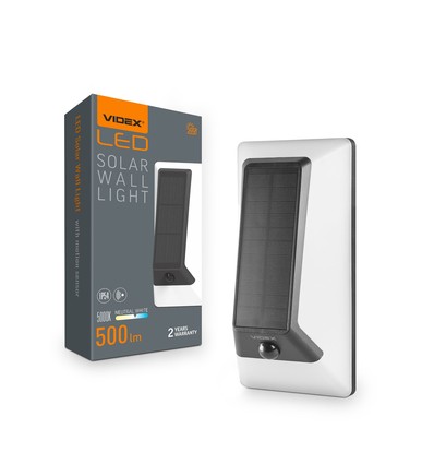 500lm Solara LED Wandleuchte mit Sensor - IP54, 5000K, schwarz, Solar, Außenbereich