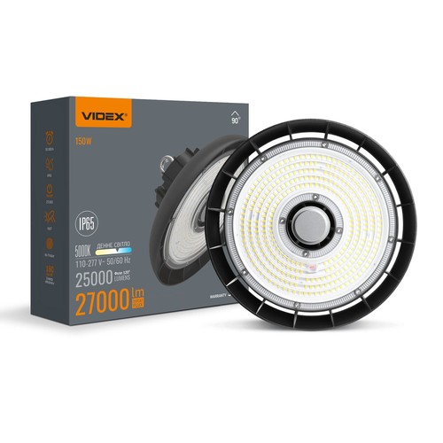 150W LED High Bay Hallenstrahler, 166lm/W - 5000K, IP65, Schwarz