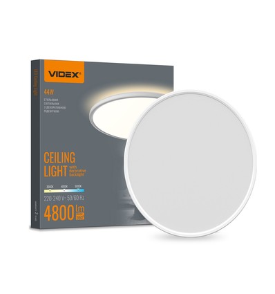 44W LED Deckenleuchte mit Hintergrundbeleuchtung, CCT - 109lm/W, IP54, Ø50cm, weißer Rand, 3 Lichtfarben