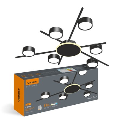 6x GX53 Deckenleuchte mit Backlight, 9W - Schwarz, 2700K, 830lm, IP20, ohne Leuchtmittel für GX53 Fassung