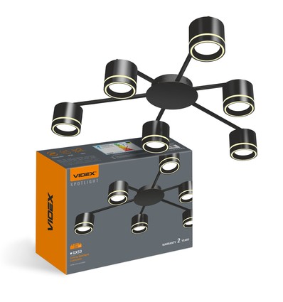 GX53 Deckenleuchte für 6 Leuchtmittel - Schwarz, IP20, Eisen, 180W, Innenbereich, ohne Leuchtmittel
