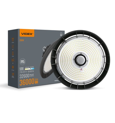 200W LED Hallenstrahler, 180lm/W - 5000K, IP65, 90 Grad, schwarzes Gehäuse