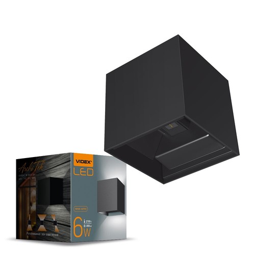6W quadratische Wandleuchte mit Up/Down-Licht - IP54, schwarz, 2700K, verstellbarer Abstrahlwinkel, inkl. Leuchtmittel