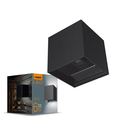 6W quadratische Wandleuchte mit Up/Down-Licht - IP54, schwarz, 2700K, verstellbarer Abstrahlwinkel, inkl. Leuchtmittel