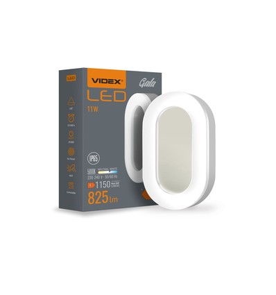 Ovale Sensor-Wandleuchte m. PIR – 11W, IP65, IK07, 5000K, Weiß