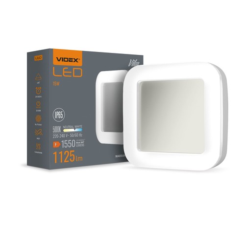 15W Vika LED Bulkhead - IP65, 5000K, 190x190mm, weiß, Wand-/Deckenleuchte