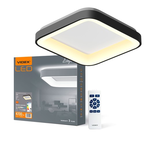 72W dimmbare LED Deckenleuchte - 45x45cm, 2700-6000K, schwarzer Rand, inkl. Fernbedienung, IP20 Innenbereich