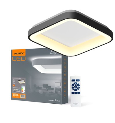 72W dimmbare LED Deckenleuchte - 45x45cm, 2700-6000K, schwarzer Rand, inkl. Fernbedienung, IP20 Innenbereich