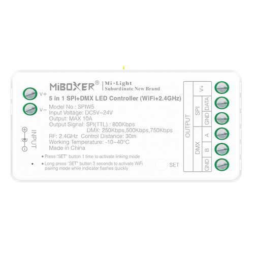5in1 Lauflicht DMX+SPI+WIFI Streifencontroller - RF, 12V/24V, RGB+CCT