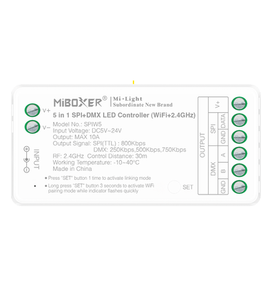 5in1 Lauflicht DMX+SPI+WIFI Streifencontroller - RF, 12V/24V, RGB+CCT