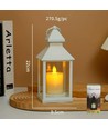 LED-Laterne mit Flammeneffekt - Weiß, quadratisch, Batterie, IP54 Innen-/Außenbereich