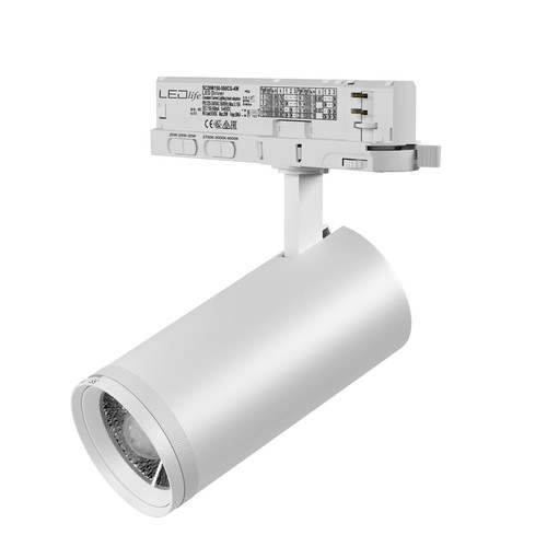 30W 3-Phasen RA92 Zoom verstellbarer Schienenstrahler - 100lm/W, einstellbarer Abstrahlwinkel, einstellbare CCT, weiß, dimmbar