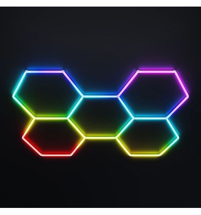5er-Set Hexagon RGBIC Komplettset 80W - Inkl. Bluetooth-Controller und Netzteil