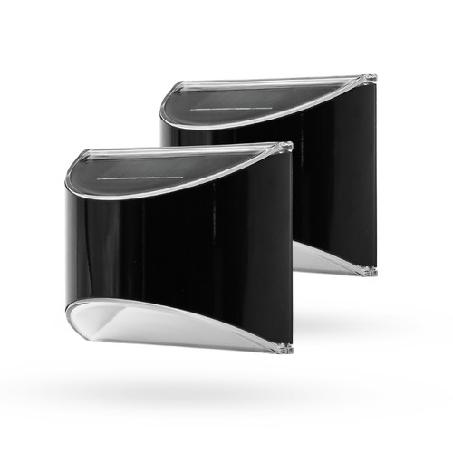 2x Solar-Wandleuchte LED - Schwarz, schöner Wandeffekt, Außenbereich