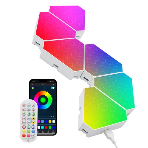 RGBIC Hexagon Tri Panels Set 6 Stück - Fernbedienung, App-Steuerung, Wandlicht