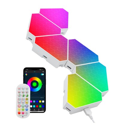 RGBIC Hexagon Tri Panels Set 6 Stück - Fernbedienung, App-Steuerung, Wandlicht