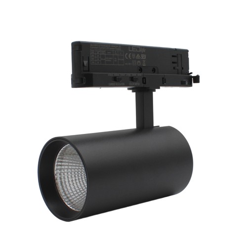 28W 3-Phasen RA90 CCT verstellbarer Schienenstrahler - 110lm/W, Schwarz, einstellbare CCT + Helligkeit, flimmerfrei