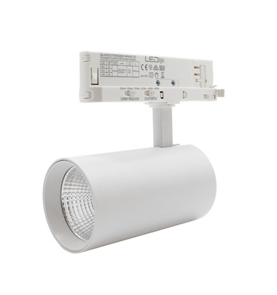 28W 3-Phasen RA90 CCT verstellbarer Schienenstrahler - 110lm/w, Weiß, einstellbare CCT + Helligkeit, 3200lm, flimmerfrei