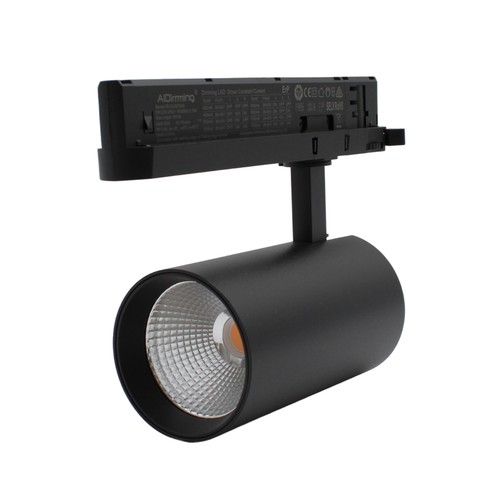 29W 3-Phasen dimmbarer RA90 Schienenstrahler - 140 lm/W, 38 Grad, Schwarz