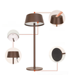 Wiederaufladbare LED-Tischlampe - Braun, Touch-Dimmbar, IP54
