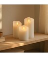 3er-Set LED-Kerzen 10cm, Flammeneffekt, weiß - Ø7,5cm