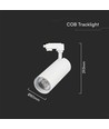 VT-47050 Schienenspot 40W - COB LED, 3in1, weißes Gehäuse, weißer Reflektor, weiße Rückabdeckung