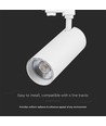 VT-47050 Schienenspot 40W - COB LED, 3in1, weißes Gehäuse, weißer Reflektor, weiße Rückabdeckung