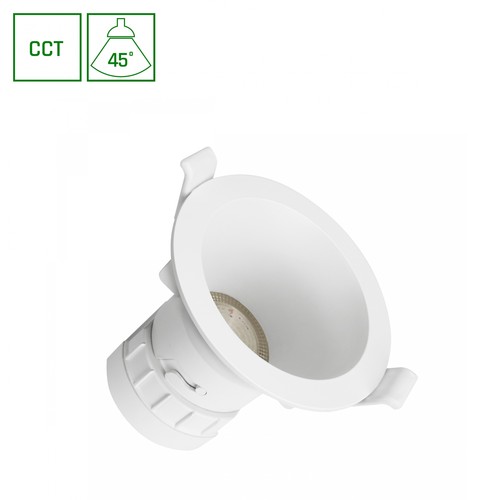 7W Ø9cm Fiale Core Einbauspot - CCT, weiß, 45 Grad, Ausschnitt: Ø7,5 cm, Maße: Ø9 cm