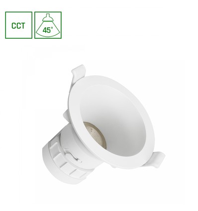 7W Ø9cm Fiale Core Einbauspot - CCT, weiß, 45 Grad, Ausschnitt: Ø7,5 cm, Maße: Ø9 cm