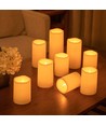 9er-Set LED-Außenkerzen, Fernbedienung, Ø5,5cm - Batterie, Timer