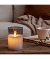 LED-Kerzen in Rauchglas Ø7,5cm, 3 Stk, bewegliche Flamme