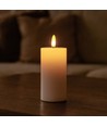 LED Stumpenkerze 10cm hoch, Flammen-Effekt, weiß - Ø5cm, 10cm hoch, funktioniert m. Fernbedienung, Timer, Echtwachs