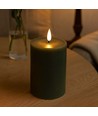 LED-Kerze 10cm, Schmelz-Optik, Flammeneffekt - Ø7,5cm, grün