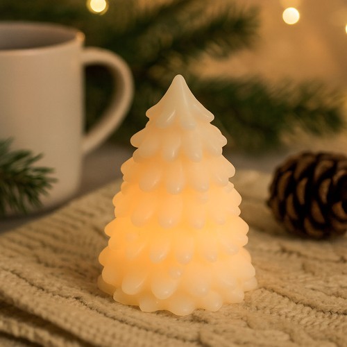 LED Weihnachtsbaumkerzen, flackernde Flammeneffekt, weiß - Höhe 9,5 cm, Ø 7 cm, echtes Wachs