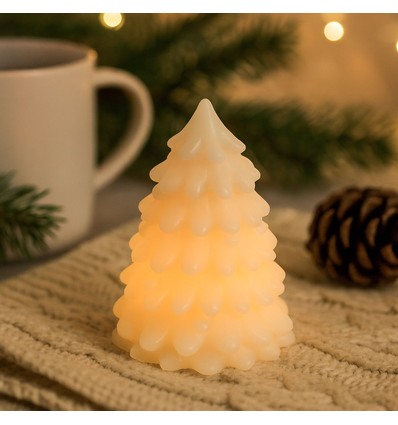 LED Weihnachtsbaumkerzen, flackernde Flammeneffekt, weiß - Höhe 9,5 cm, Ø 7 cm, echtes Wachs