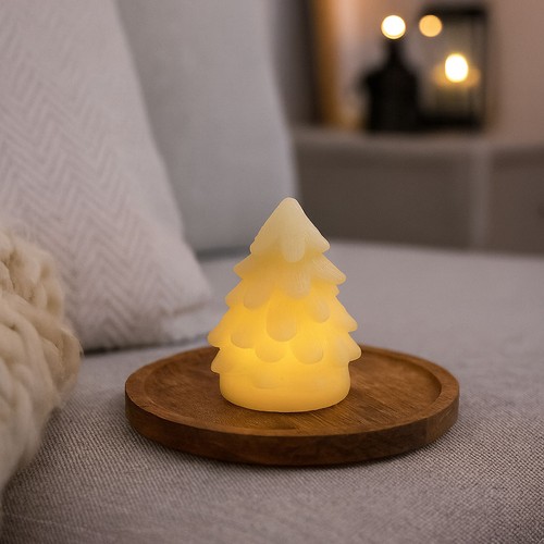 LED Weihnachtsbaumkerzen, flackernder Flammeneffekt, weiß - Höhe 9 cm, Ø 6,5 cm, echtes Wachs