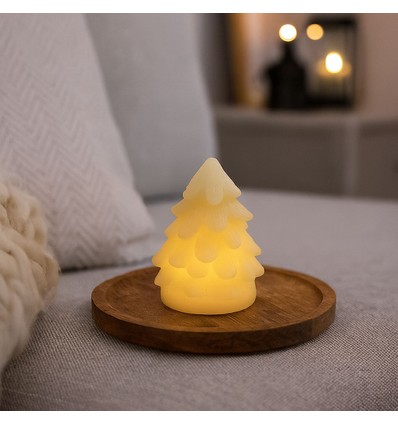 LED Weihnachtsbaumkerzen, flackernder Flammeneffekt, weiß - Höhe 9 cm, Ø 6,5 cm, echtes Wachs
