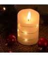 LED-Kerze mit Lichterkette, 10cm, Flammeneffekt - Ø7,5cm