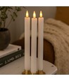 3er-Pack weiße LED Stabkerzen, Flammen-Effekt - Ø2,2cm, Höhe: 24,5cm, inkl. Fernbedienung, Timer, Batterie